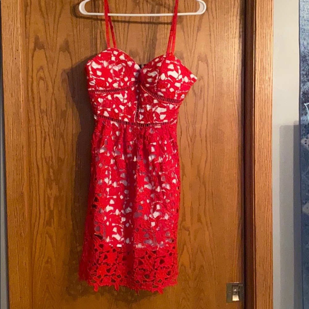 Red lace dress